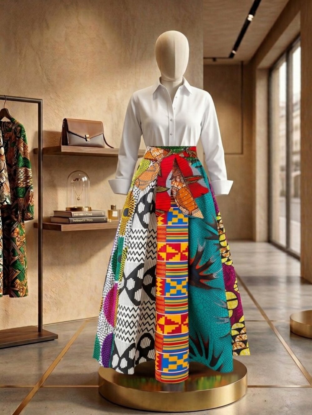 Long Skirt Ankara Split Fabric Skirts One Size